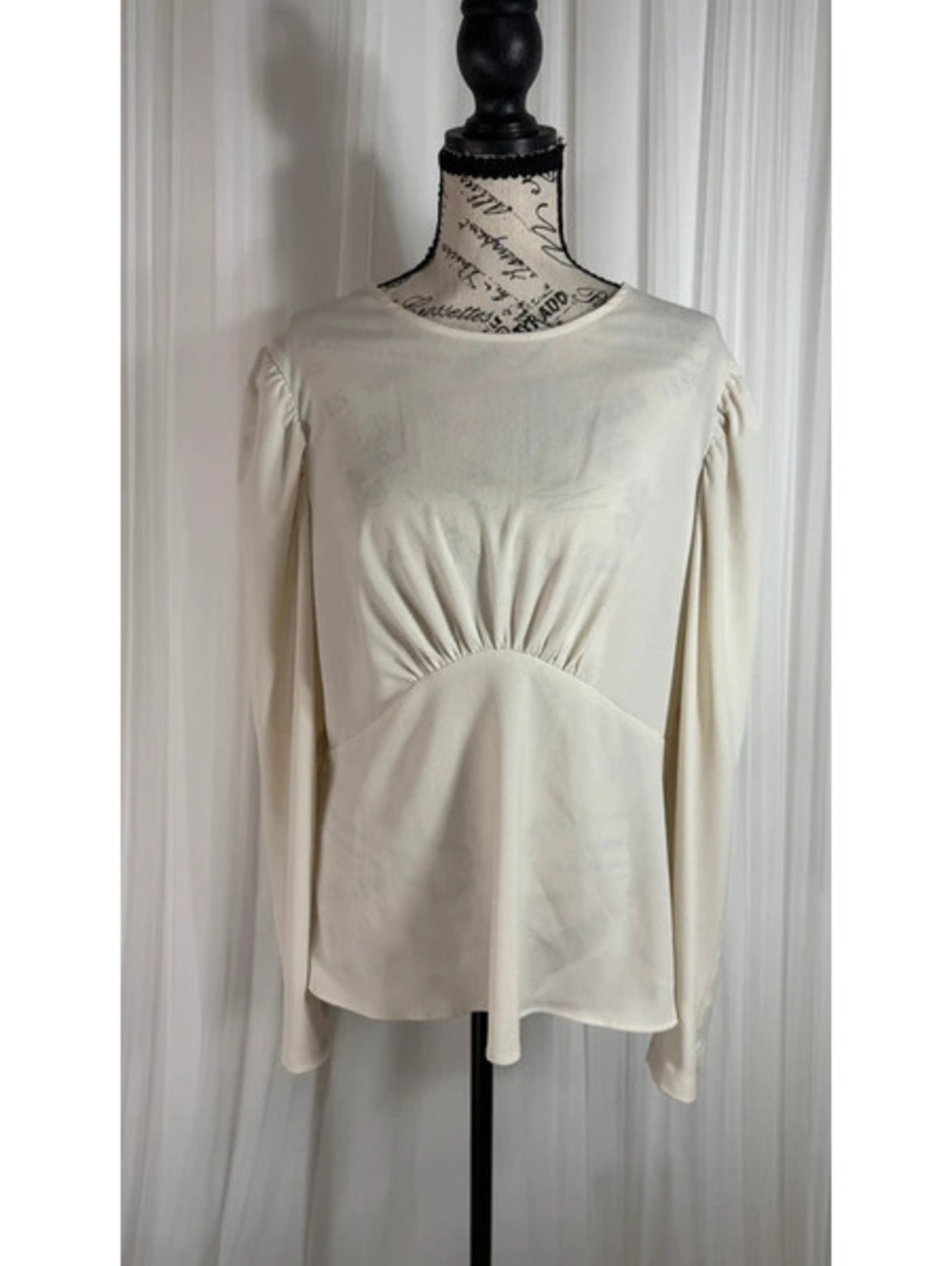 Express Ivory Peplum Blouse Long Sleeve Large